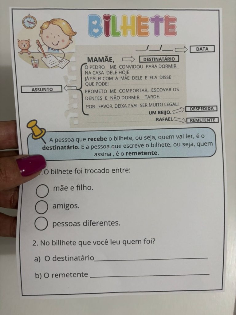 Bilhete Gigante – Ideal para trabalhar o gênero textual com turmas de ...