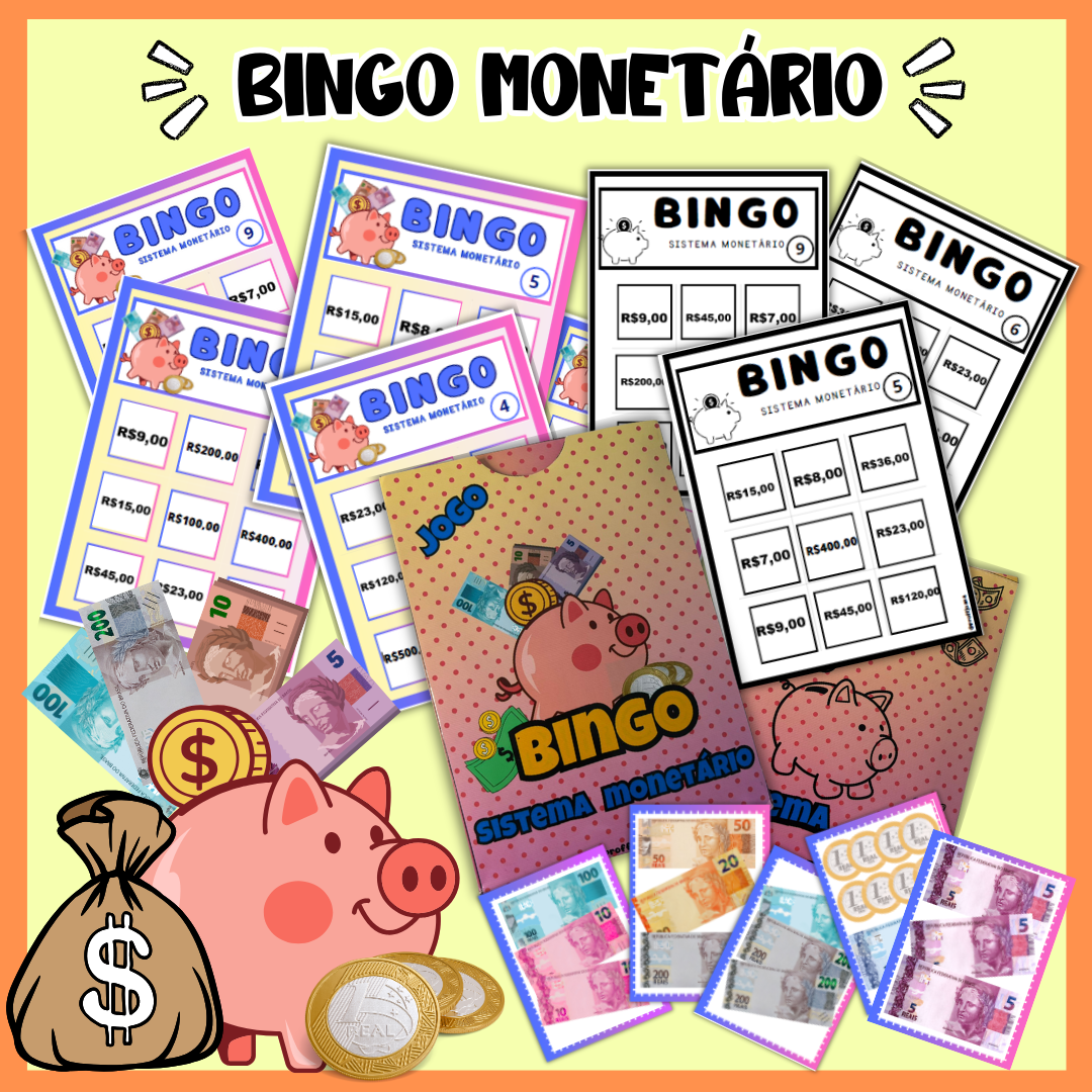 Jogo Bingo Sistema Monetário – com caixinha personalizada