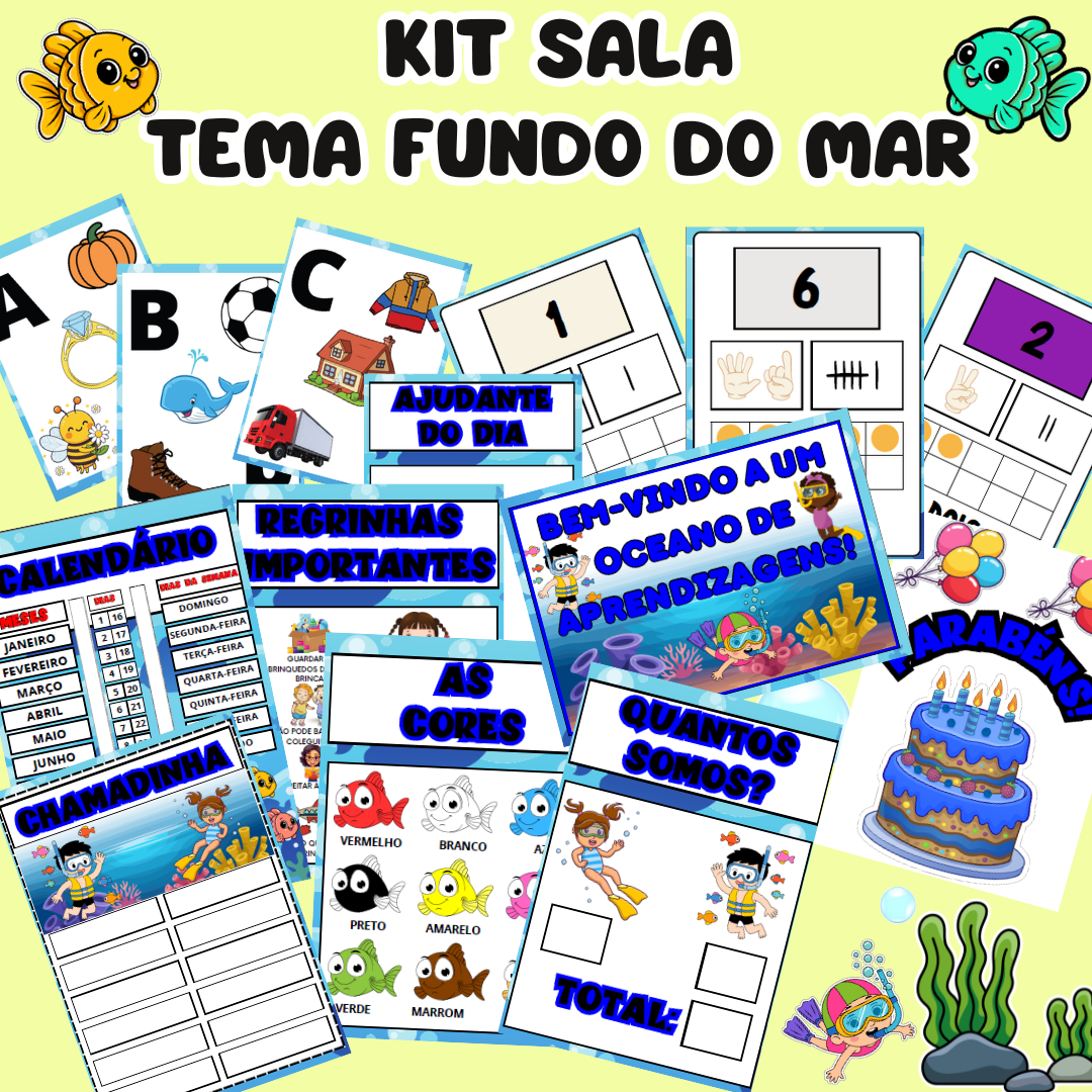 KIT SALA – DECORAÇÃO EDUCAÇÃO INFANTIL | TEMA FUNDO DO MAR