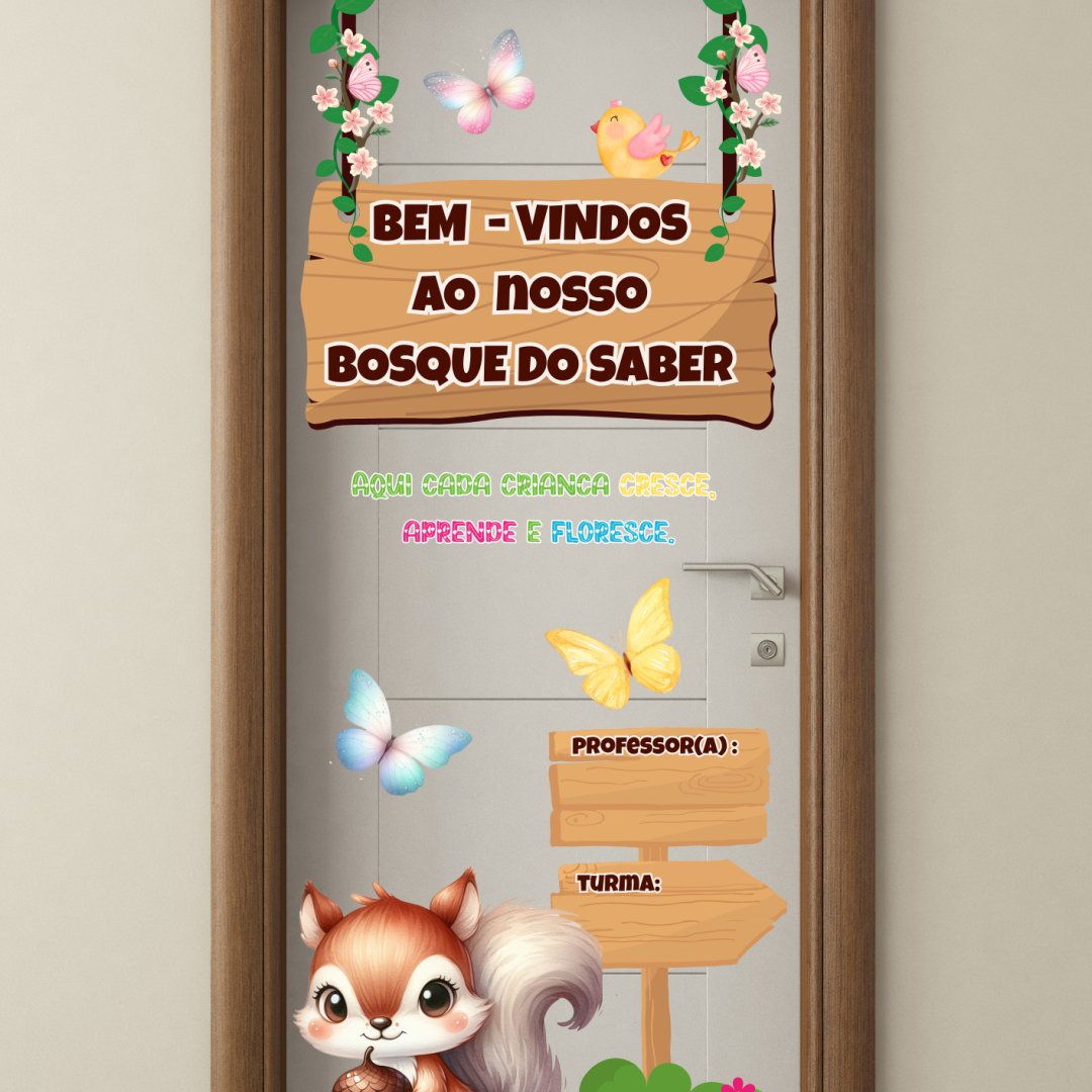 Painel decorativo de porta -Bosque Encantado / Esquilo