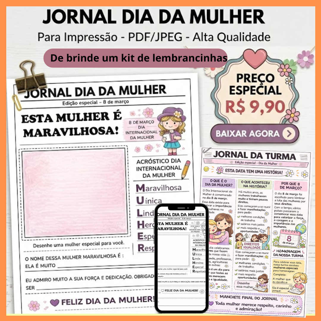 Jornal da Turma – Especial Dia da Mulher + kit lembrancinhas