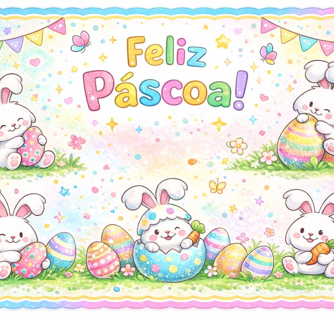  Painel Feliz Páscoa Coelhinhos