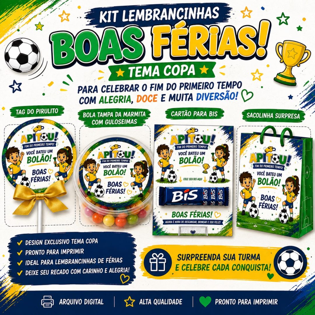 KIT LEMBRANCINHAS DE FÉRIAS – TEMA COPA