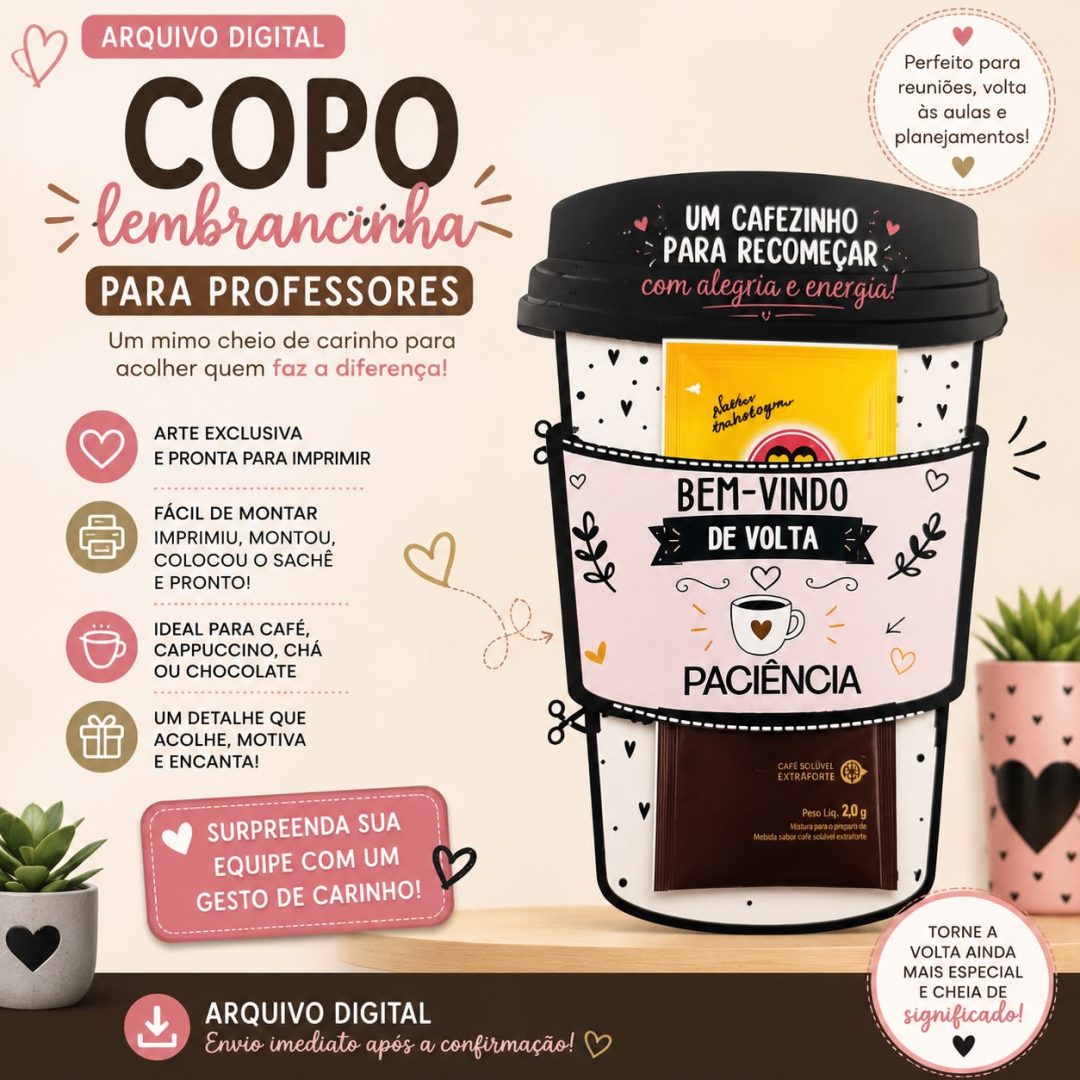 Lembrancinha para professores escolha seu café